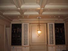 Elegant coffered ceiling in major kitchen remodel.